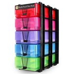 WestonBoxes Box Stak Storage Unit Including 5 Pen & Pencil Storage Boxes for Pens, Pencils and Stationery (Multicolour/Transparent, Pack of 1)