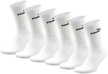 PUMA Unisex Crew Sport Socks 6P, White, US 10-12