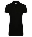 Women Classic Plain Polo Shirt, Short Sleeve Plain Tee Top, Casual Polo Shirt for Ladies Workwear, Sports, Tough Gardening, Building, Perfect Workwear Gift for Builder, Electrician (Black, M)