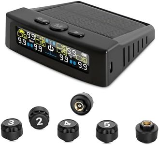 6 Sensors RV Tire Pressure Monitoring System, TPMS Tire Pressure Monitor System with Solar Charge or USB, TPMS with 6 Sensors Trailer Tire Pressure Monitoring System Tire Pressure Monitor