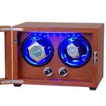 Lenway Double Watch Winder with Quiet Mabuchi Motor，Watch Rotator,Automatic Watch Winder Four Rotation Modes,Watch Winder with Led Light(New Upgrade), YELLOW, Modern