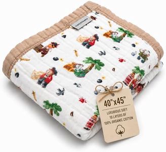 Organic Cotton Muslin Baby Blanket for Boys and Girls - Luxurious Soft Toddler Quilt for Swaddling - Gender Neutral Blanket - Baby and Toddler Gift - Animal Pirates