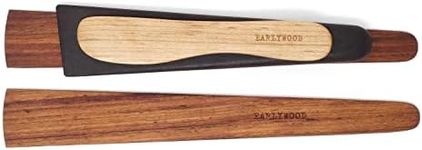 Earlywood 4-piece Wooden Kitchen Utensil Set- Multipurpose Set with Two Thin Wood Spatulas, a Wooden Cast Iron Scraper Tool & Butter/Cheese Spreader- Made in USA (Jatoba, Mexican Ebony, Hard Maple)