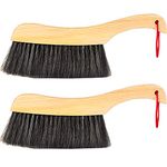 Soft Cleaning Brush -2PCS Wood Handle Hotel Family Clothes Dust Hair Sofa Bed Sheets Bedspread Carpet Cleaning Natural Bristle Brush Wooden Large for Home Office and Car Set of 2