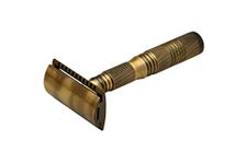 PEARL Men Double Edge Safety Razor 4 Pieces Travel Razor (Antique Brass)