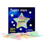 Glow in the Dark Stars for Ceiling, CAYUDEN 201pcs Colorful Plastic Glow in the Dark Stars and Moon 3D Glowing Stars for Ceiling Luminous Stars Stickers Glowing Ceiling Stars for Boy Girl Bedroom
