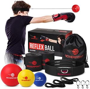 Boxerpoint Kids Boxing Reflex Ball – Boxing Ball Headband Boxing Games with 3 Skill Levels & Included Kids Boxing Wraps – Hand Eye Coordination Training Boxing Equipment for Kids (Kids)