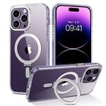 DUEDUE Magnetic Case for iPhone 14 Pro Max Compatible with MagSafe, Magnetic Kickstand iPhone 14 Pro Max Case Transparent Cover Anti-Yellowing Phone Cases for iPhone 14 Pro Max 6.7 Inch, Crystal Clear