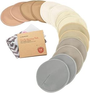 Coussinets d'allaitement en bambou biologique - 14 coussinets lavables + sac de lavage - Coussinet d'allaitement pour la maternité (Earth, L 12cm)