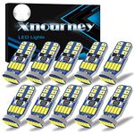 Xnourney 10PCS 194 501 W5W LED Car Bulbs, 12V T10 168 LED Bulbs, 15smd 4014 chipset LED Lights for Car Interior Reading Lights, Number Plate Lights, Dome Lights, Side Lights,6000K White