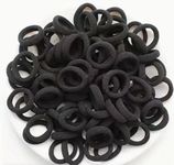 Seeotwo Baby Hair Ties for Girls and Kids Soft Premium Cotton Mini Hair Elastic Rubber Bands Stretchable No Damage Non-Slip Small Ponytail Holder Tiny Hairband (Black) (Pack of 100)