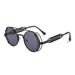 Karsaer Steampunk Non-Polarized Sunglasses Hippie Glasses Retro Round Metal Frame Women Men, 49