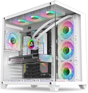 GOPIE ATX PC case, no Fan Included X07 Full Tower Gaming Computer Chassis with 270° Panoramic Tempered Glass, Gaming Desktop pc Hosting case Compatible with 360mm RAD -Support ATX/MATX Mobo