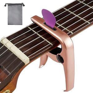 Musiin Zinc Alloy Metal Guitar Capo - 3-in-1 Multifunctional Design for Acoustic and Electric Guitars, Ukulele, Mandolin and Classical Guitar Accessories - Rose Gold