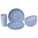 IRIDA NATURALS Wheat Straw Unbreakable Plates Dinnerware 6 Pcs Set, (Sky Blue) Lightweight and Eco Friendly Freezer, Dishwasher & Microwave Safe Cups, Plates and Bowls Set for Snacks, Meal etc