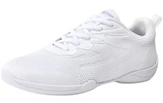 PPXID Youth Girls Mesh Breathable Running Sneakers White Dance Shoes Cheerleading Shoes-1 Little Kid