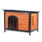 Luyitton Dog House Outdoor 34.3" L Chew Proof Dog Kennel for Small Medium Dogs with Strong Metal Chew Proof Frame Raised Design