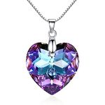 Crystalline Azuria Women 925 Sterling Silver Purple Crystals Heart Pendant Necklace 17.7 inches