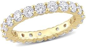 Abbie+Cleo 3.6 CT TGW Women's Cubic Zirconia Ring - Anillo de Mujer - Yellow Gold Plated 925 Sterling Silver - Eternity Band (Round Shape - Size 8)