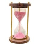 LINE Wood - 1 Minute Wooden and Brass Sand Timer Hour Glass Sandglass Clock Ideal for Exercise Antique Nautical Decor (Pink)