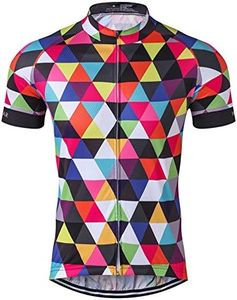 Men's Cycling Jersey Short Sleeve Bike Clothing Multicolored Diamond Size XL