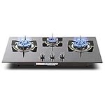 Gas Cooktop Built in 3 Burners Gas Stove Cooktop Tempered Glass Cooktop 4.0KW Gas Hob with Thermocouple Protection, 30.7 X 17.7 Inch,Natural Gas