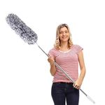 DELUX Microfiber Feather Duster Extendable Cobweb Duster with 100 inches Extra Long Pole, Bendable Head & Scratch-Resistant Hat for Cleaning Ceiling Fan, High Ceiling, Blinds, Furniture & Cars