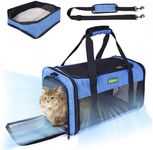 TSA Approved Pet Carrier in Cabin 17 x 11 x 9.5 inches, Small Dog Airline Approved Carrier Up to 16 Lbs, Cat Carrier Soft, Bunny Cat Puppy Travel Carrier, Airline Pet Carrier Under Seat, Blue