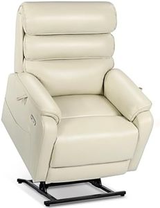 EONIX Wide Lay Flat Power Lift Recliner Chair for Elderly, 400lbs Heavy Duty Lift Chairs with Heat and Massage Charging Ports, Oversized Dual Motor Power Recliner for Adults, LRY004063, Cream White