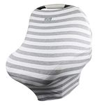 Itzy Ritzy Mom Boss 4-in-1 Multi-Use Nursing Car Seat Cover and Infinity Scarf, Heather Gray Stripe