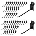 Yuahar Slatwall Hooks 50Pcs 4/6 Inch Slatwall Accessories Heavy Duty Slat Wall Hanging Hooks Panel Display Hooks Pegboard Gridwall Display Hook for Garage Retail Shop (Black)