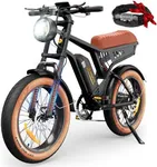 R6 Retro Electric Bike for Adults 1500W Motor, 28MPH, Max 75 Miles Electric Motorcycle, 20" Fat Tire Electric Dirt Bike, Shamano 7-Speed E-Bike Full Suspension, R/L Turn Headlight, UL2849 Certified