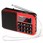 PRUNUS J-429 Portable Radios Small AM/FM/SW, Rechargeable Radio with AUX/SD/TF/MP3 Speaker. Battery Operated Radio with Large Button and Large Display.Stores Stations Automatically.