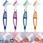 4Pack Denture Cleaning Brush Set - Premium Hygiene Denture Cleaner Set for Denture Care- Double Sided Denture Toothbrushes Portable False Teeth Brush Top Denture Cleanser Tool /Multi-Layered Bristles & Ergonomic Rubber Handle