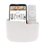 SUNFICON Adhesive Remote Control Holder Universal Media Player Controller Holder Caddy Wall Mounted Remote Organizer Box Tray Hollow Slot Home Office Desk Nightstand Stationery Supplies Phone,White