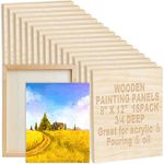 16 Pack Wood Canvas Board Unfinished Wood Cradled Painting Panel Boards for Deep Cradle Boards for Painting Drawing Home Decor (9 x 12 Inch)