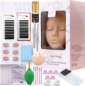 Eyelash Extension Kit, Silicone Mannequin Head With Replaced Eyelids Lash Training Set, Lash Extension Supplies Lash Training Practice Kits for Eyelash Extensions Beginners