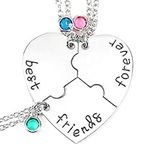 Provone 3 Pieces Best Friends Forever Necklace, Engraved Puzzle Friendship Pendant Necklaces for Girls Boys Graduation Gifts