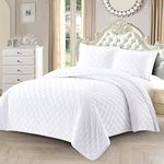 Royal Hotel Bedding Fluffy Velvet King Size Quilt, Velevt White 110x96 Inches Coverlet 3pc Set, Oversized Luxury 100% Velvet Quilt King White