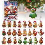 2024 Chicken Advent Calendar, Christmas Chicken With Santa Hats Countdown Calendar, Xmas Tree 2D Acrylic Set Hanging Ornaments, 24 Days Christmas Collectible Chicken Pendant For Holiday Surprise (E)