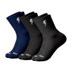 CLAN SHOES Moto Ankle Socks for Men & Women (Unisex) Made With Durable, Breathable Cotton, Ideal for Regular Casual Wear - Pack of 3, Free Size (Black, Blue, Grey)