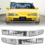 USR DEPO 92-96 Prelude Bumper Lights - Front Parking Turn Signal Lamp Set (Left + Right) Compatible with 1992-1996 Honda Prelude S and Si VTEC (All Clear Lens, 4 Pieces Set)