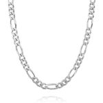 Amazon Brand - Nora Nico 925 Sterling Silver Italian 7 MM Solid Diamond-Cut Figaro Link Chain Necklace for Men and Women 26 Inches