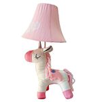 HERBESTBAY Bedside Lamp, Artificial Leather Ivory Unicorn Creative Design Table Lamp, 19 Inch Tall Hand-Stitched Toy Small Table Lamp, Package Come with an E26 LED Bulb (Ivory Unicorn)