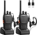 Baofeng Walkie Talkies Rechargeable Two-Way Radio Long Range Intercom BF-88A Adults Walkie Talkie Set, Earpiece、Battery and USB Charger Included(2 Pack)