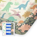 Pack N Play Sheets Fitted, TotBasic Ultra Soft Dinosaur Mini Crib Sheets, Premium Jersey Knit Pack and Play Sheets, Stretchy Neutral Play Yard Sheets for Pack and Play Mattress, 2 Pack(Vintage Dino)