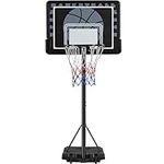 Yaheetech Portable Basketball Hoop Stand 7.7-8.7ft Height Adjustable Basketball Goal System with 32'' PE Backbaord & 2 Wheels Black