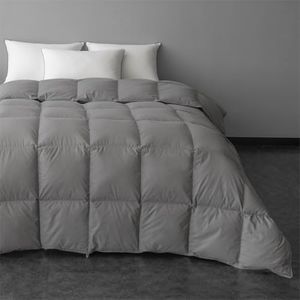 MAXICOZY 850 Fill Power Hungarian Goose Down Comforter King Size, Grey Goose Down Comforter Fluffy Duvet Insert King Size, All Season Ultra-Soft Hotel Quality Comforter, Grey, King 106”X 90”