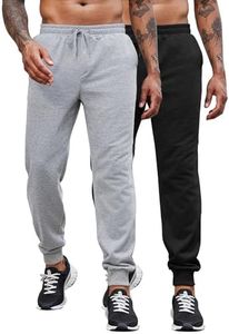 COOFANDY Men’s Joggers Pants Elastic Drawstring Waist Casual Pants Lightweight Stretch Yoga Sweatpants Black & Light Grey, XL