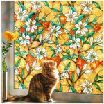 Coavas Stained Glass Window Privacy Film Static Cling Frosted Glass Window Film Decorative Window Decals UV Blocking Window Tinting Film Colorful Door Covering 17.7" x 78.7" Non-Adhesive